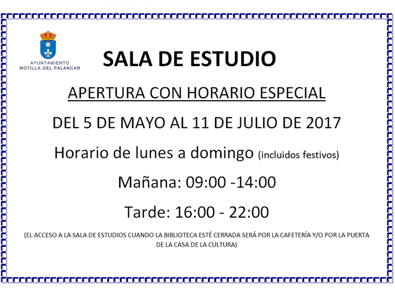 Horario Sala de Estudio Municipal - imagen 1