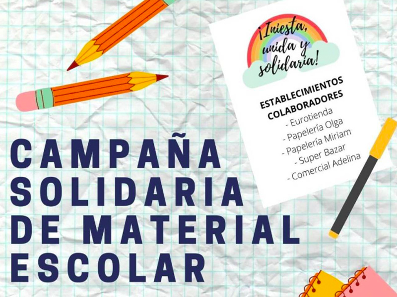 Iniesta realiza una campaña solidaria de recogida de material escolar - imagen 1