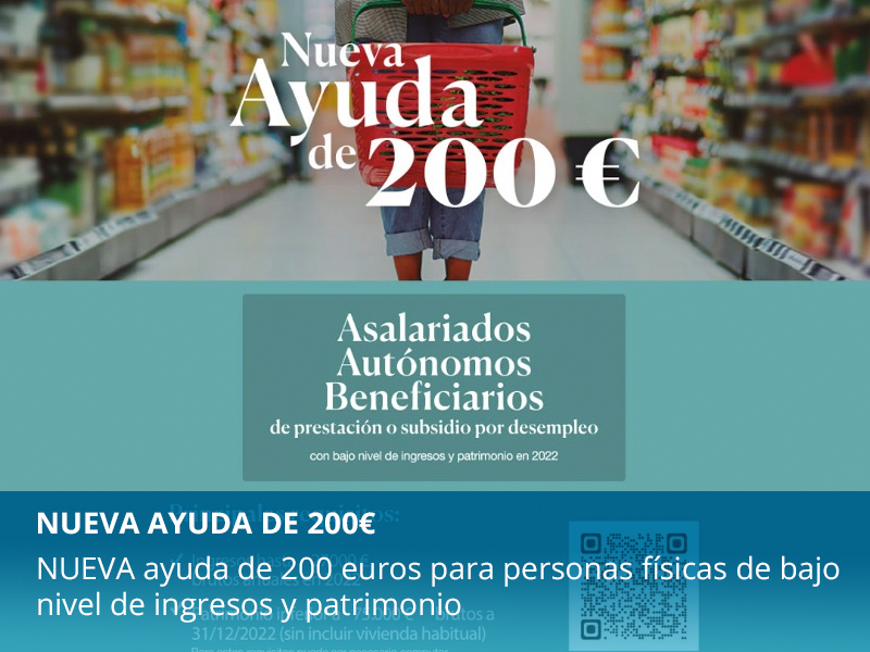 Ayuda de 200 euros para personas físicas de bajo nivel de ingresos y patrimonio - imagen 1