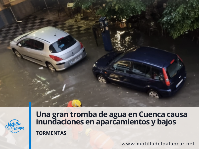 Una gran tromba de agua en Cuenca causa inundaciones en aparcamientos y bajos - imagen 1