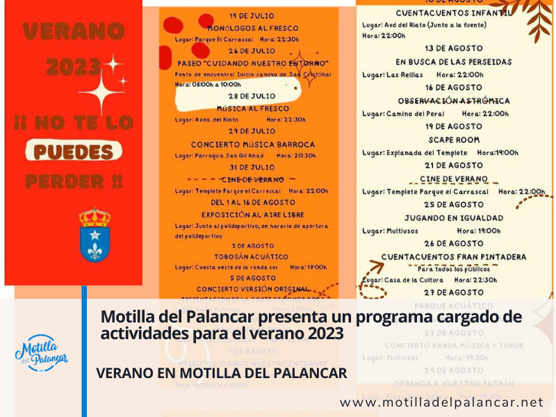 Motilla del Palancar presenta un programa cargado de actividades para el verano 2023 - imagen 1