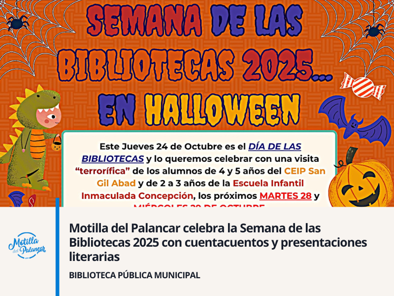 Motilla del Palancar celebra la Semana de las Bibliotecas 2025 con cuentacuentos y presentaciones literarias - imagen 1