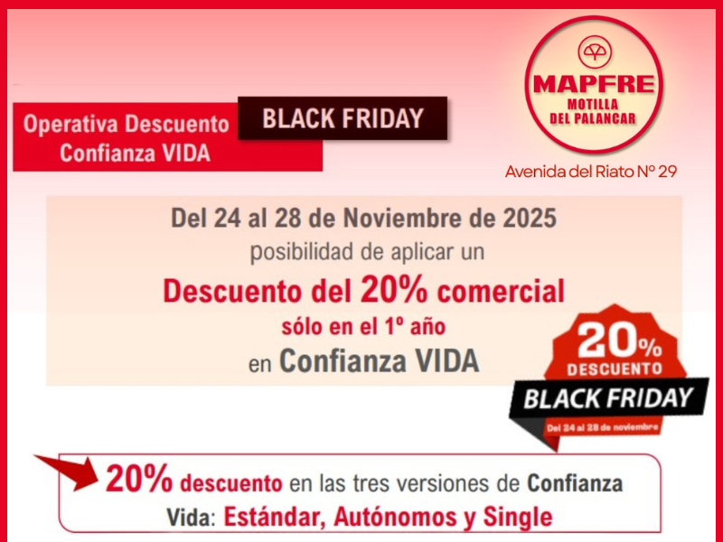 Black Friday en MAPFRE Motilla: gran descuento en el seguro Confianza VIDA - imagen 1