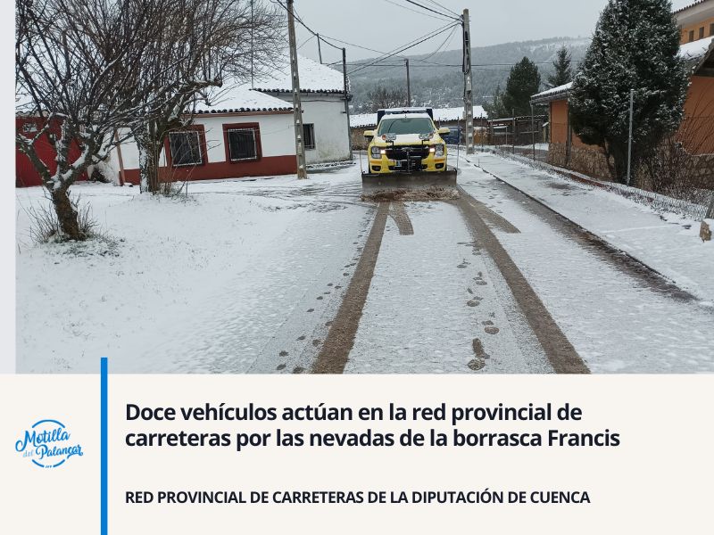 Doce vehículos actúan en la red provincial de carreteras por las nevadas de la borrasca Francis - imagen 1