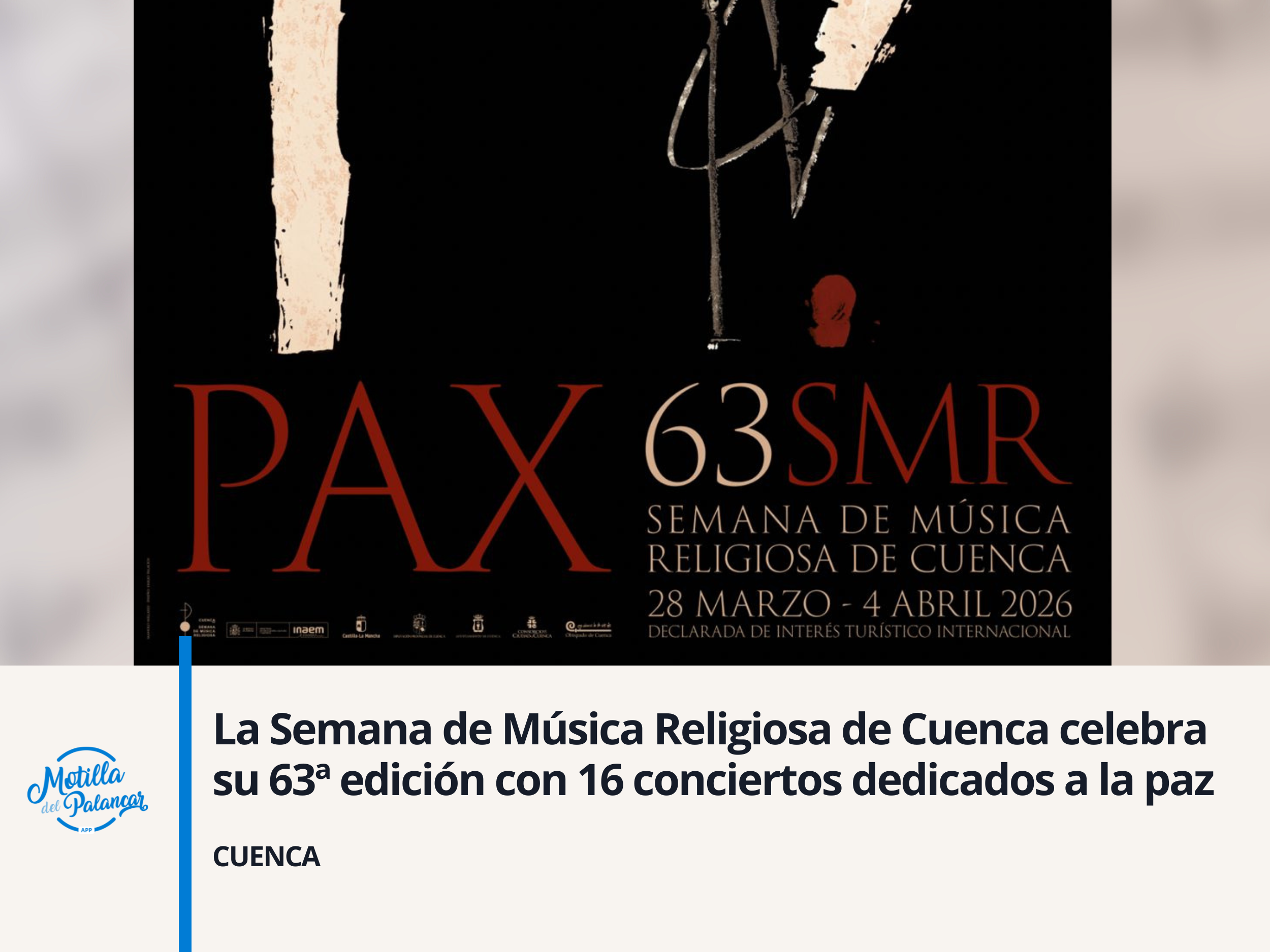 La Semana de Música Religiosa de Cuenca celebra su 63ª edición con 16 conciertos dedicados a la paz  - imagen 1