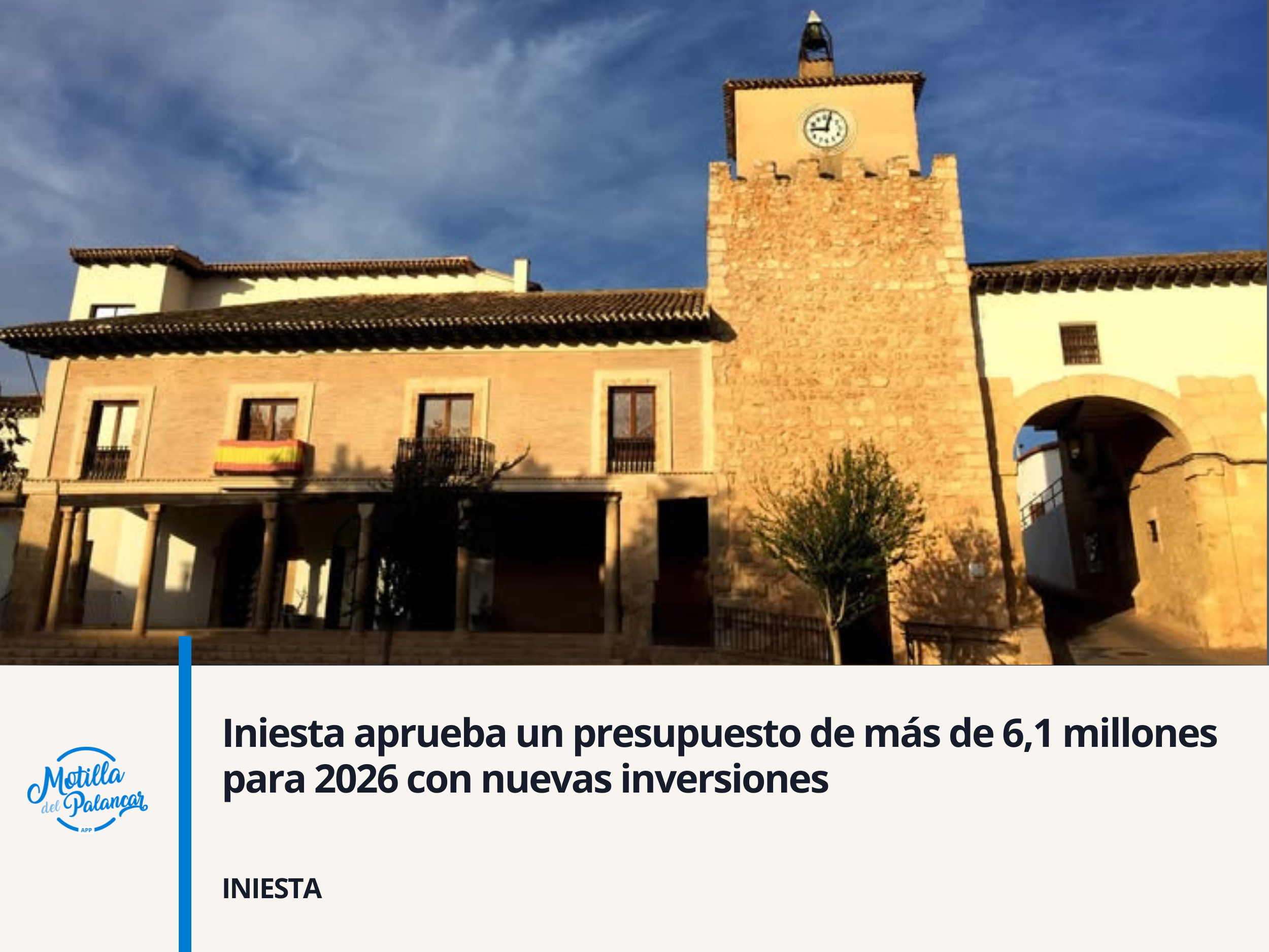 Iniesta aprueba un presupuesto de más de 6,1 millones para 2026 con nuevas inversiones - imagen 1