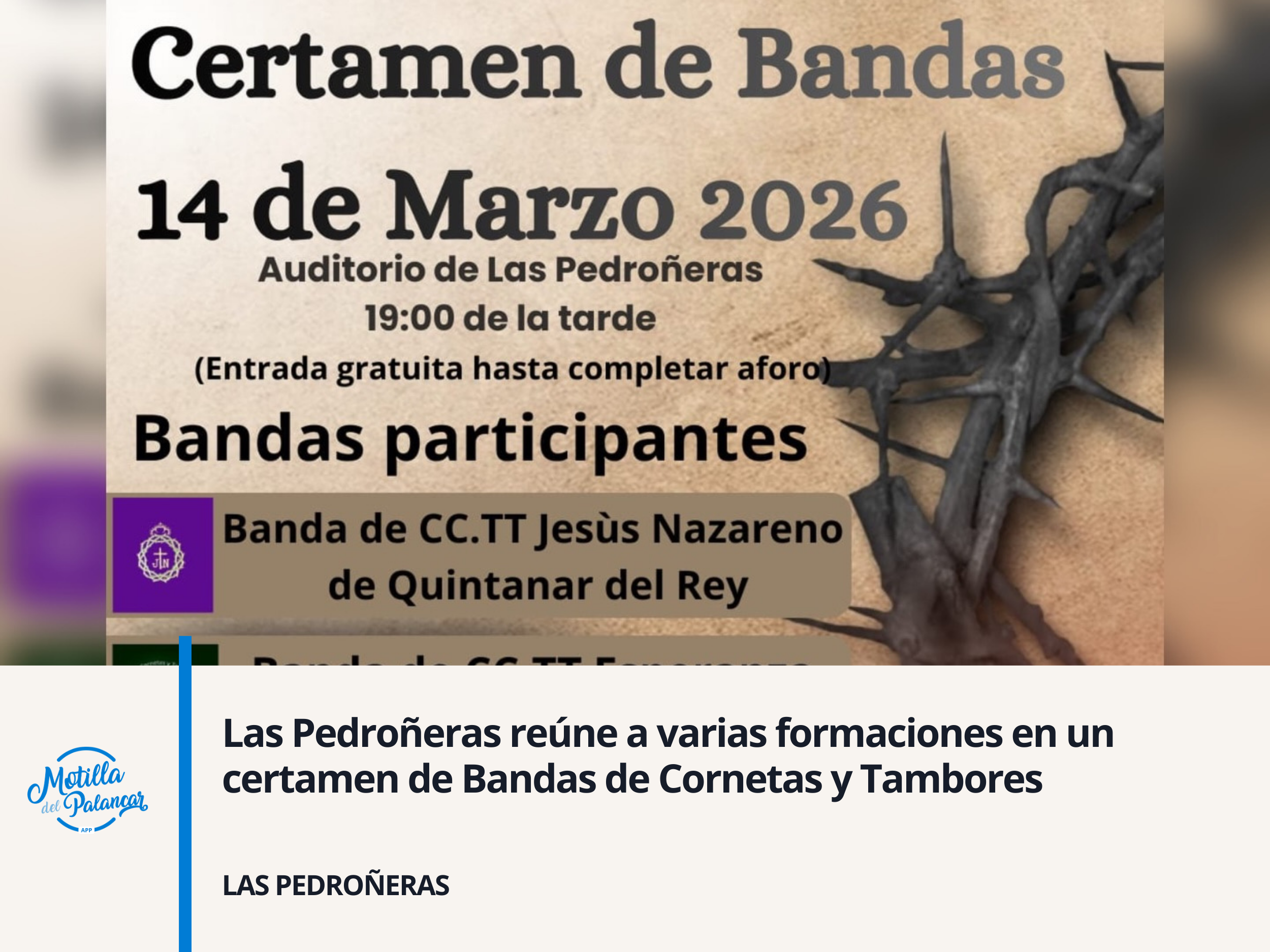 Las Pedroñeras reúne a varias formaciones en un certamen de bandas de cornetas y tambores - imagen 1