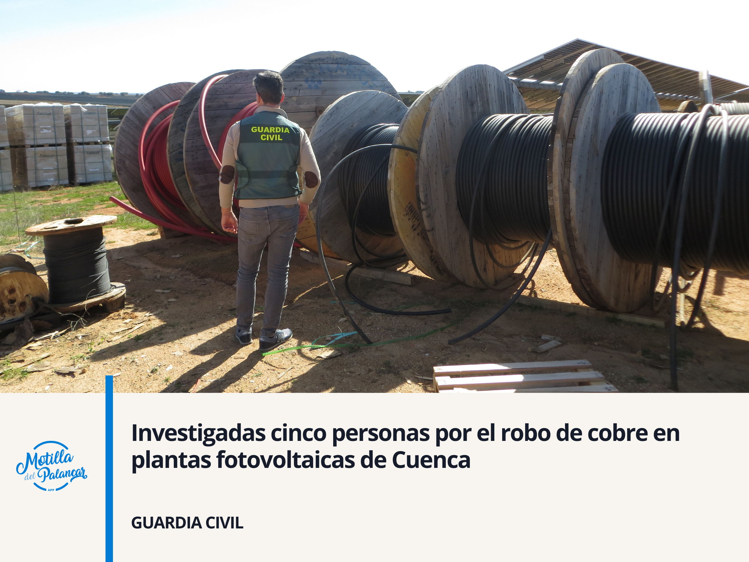 Investigadas cinco personas por el robo de cobre en plantas fotovoltaicas de Cuenca - imagen 1