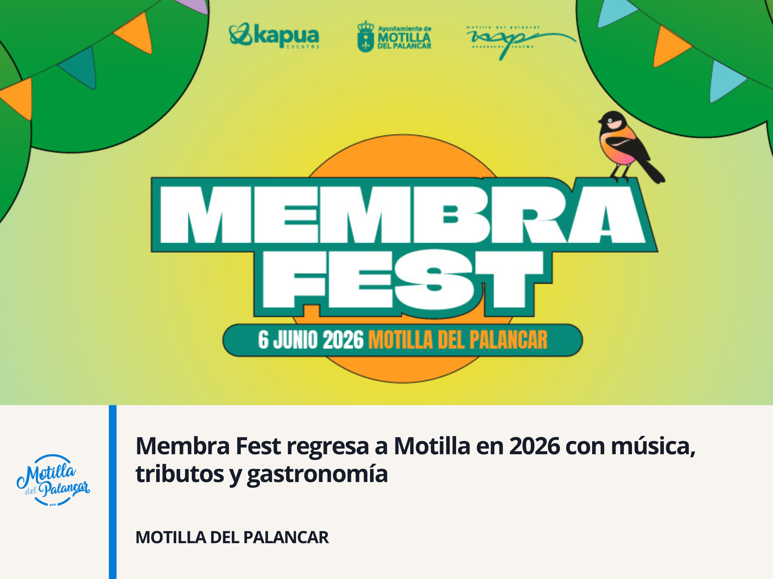 Membra Fest regresa a Motilla en 2026 con música, tributos y gastronomía - imagen 1