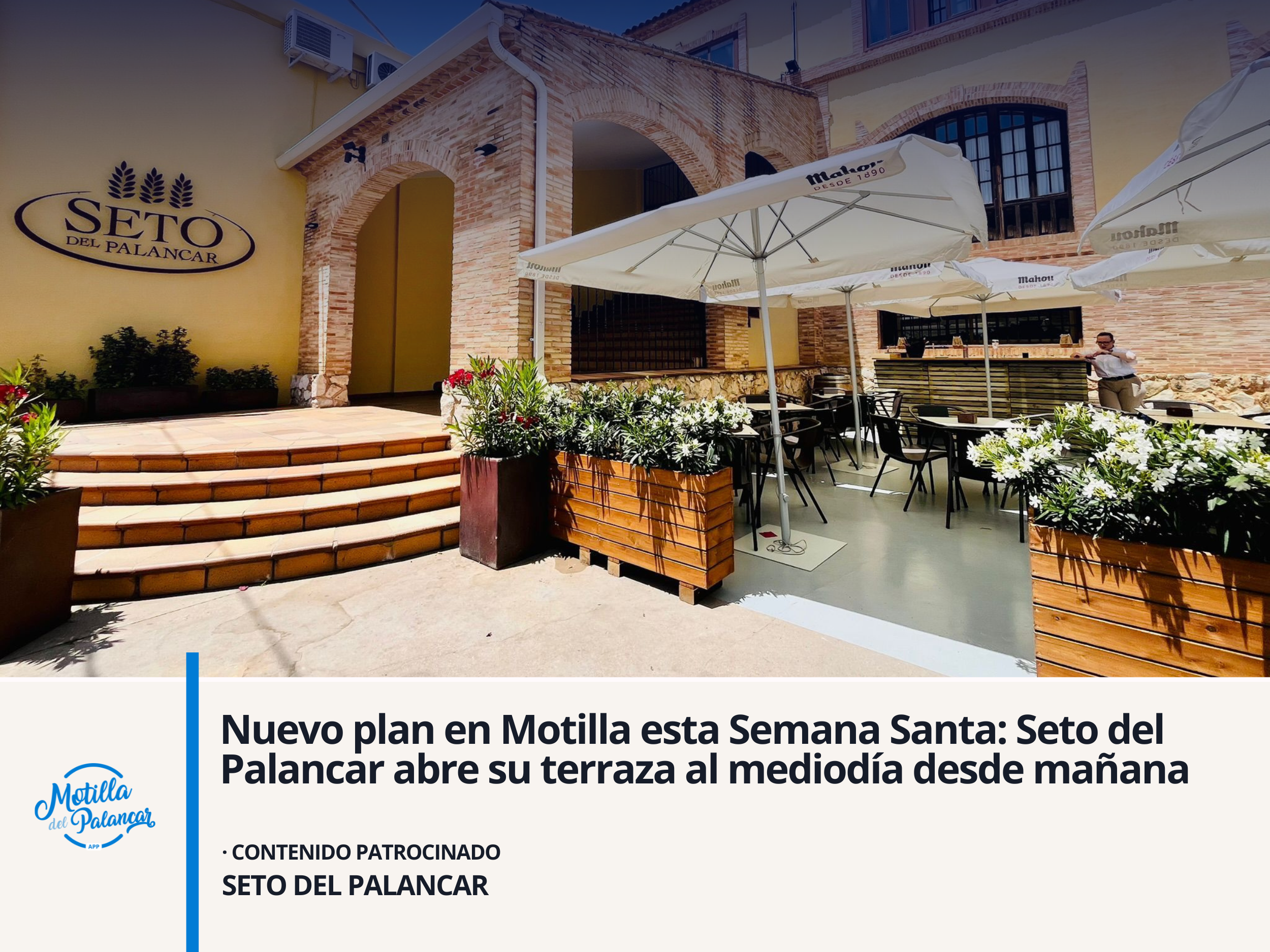Nuevo plan en Motilla esta Semana Santa: Seto del Palancar abre su terraza al mediodía desde mañana - imagen 1
