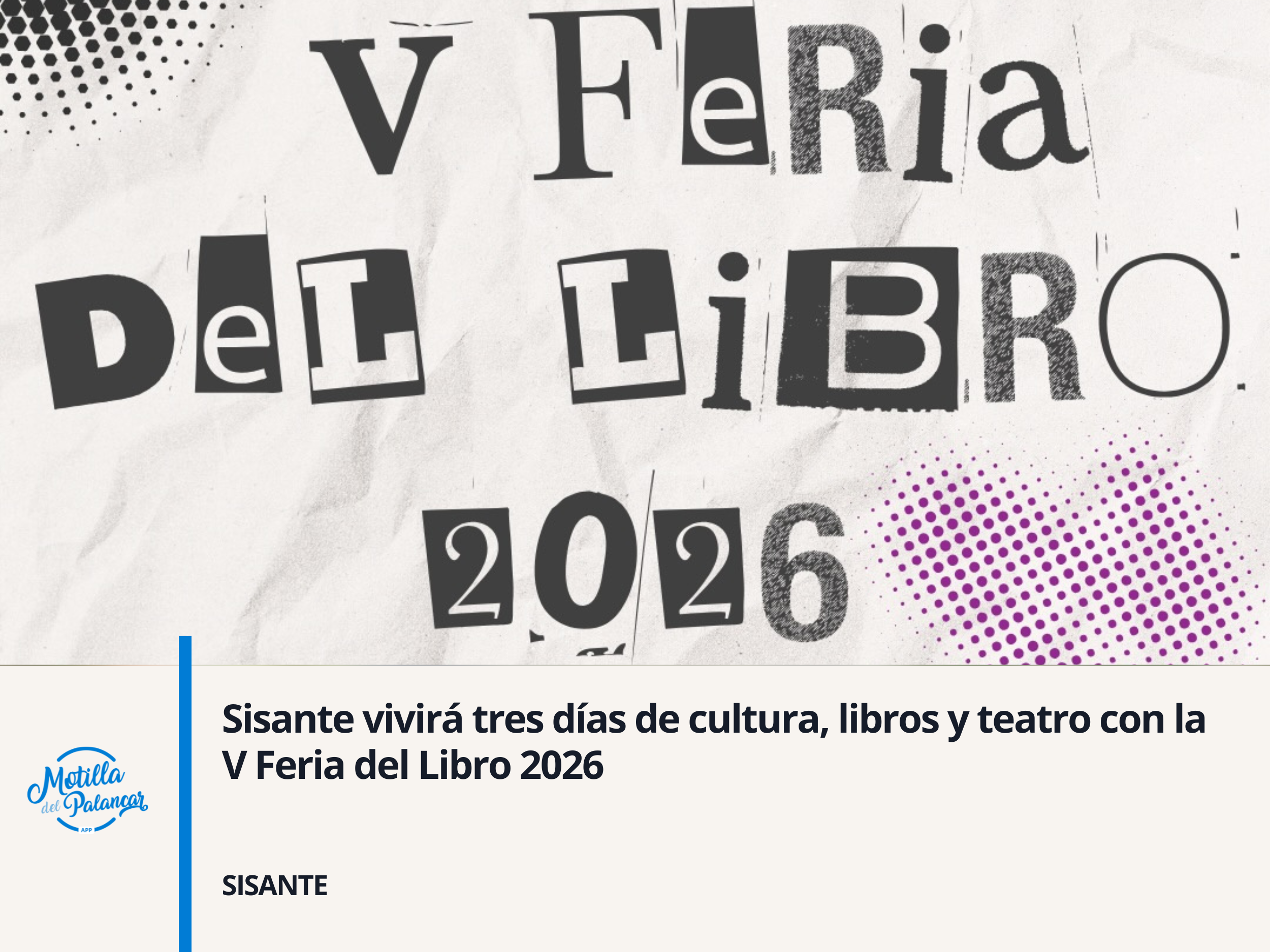 Sisante vivirá tres días de cultura, libros y teatro con la V Feria del Libro 2026 - imagen 1