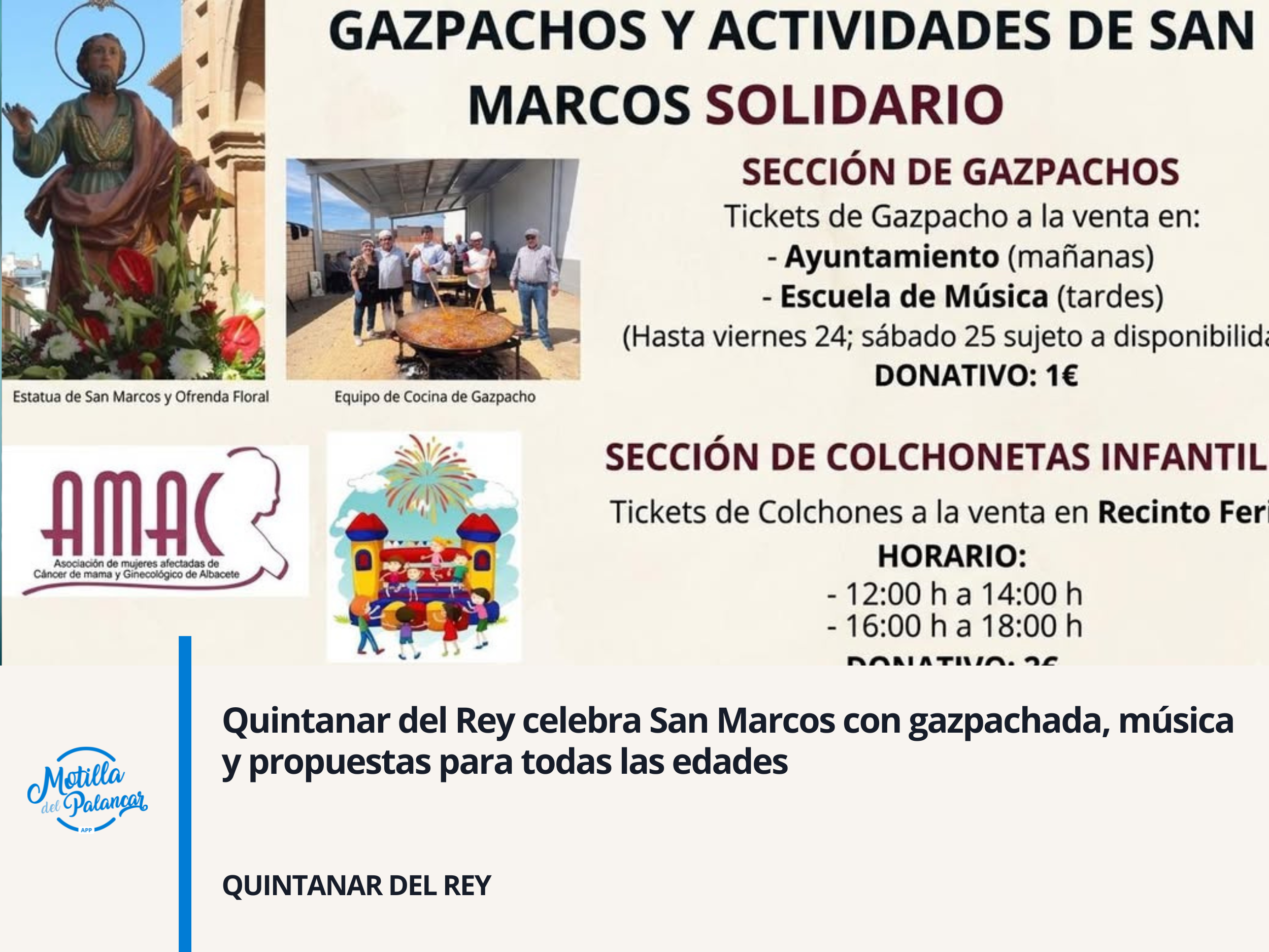 Quintanar del Rey celebra San Marcos con gazpachada, música y propuestas para todas las edades - imagen 1