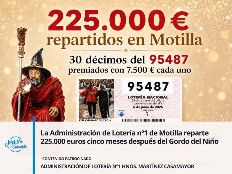 La Administración de Lotería nº1 de Motilla reparte 225.000 euros cinco meses después del Gordo del Niño - imagen 1
