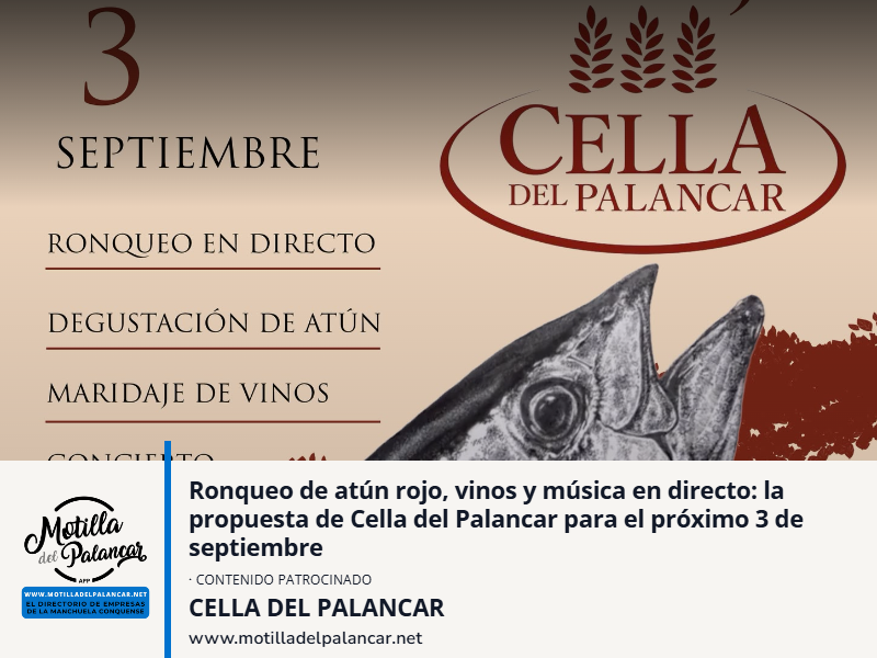 Ronqueo de atún rojo, vinos y música en directo: la propuesta de Cella del Palancar para el próximo 3 de septiembre - imagen 1