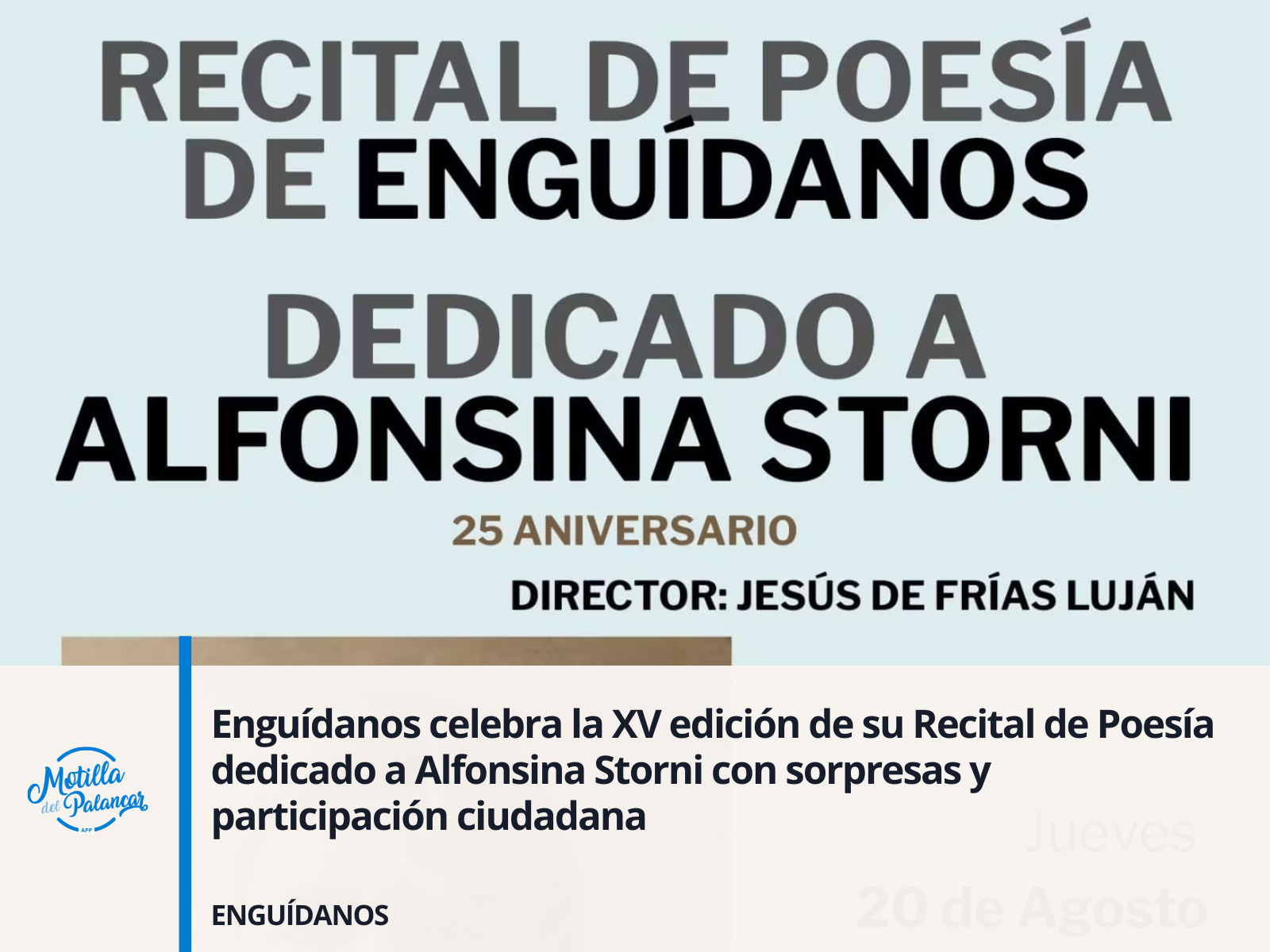 Enguídanos celebra la XV edición de su Recital de Poesía dedicado a Alfonsina Storni con sorpresas y participación ciudadana - imagen 1