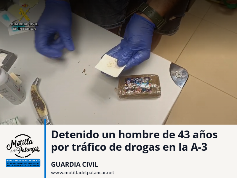 Detenido un hombre de 43 años por tráfico de drogas en la A-3 - imagen 1