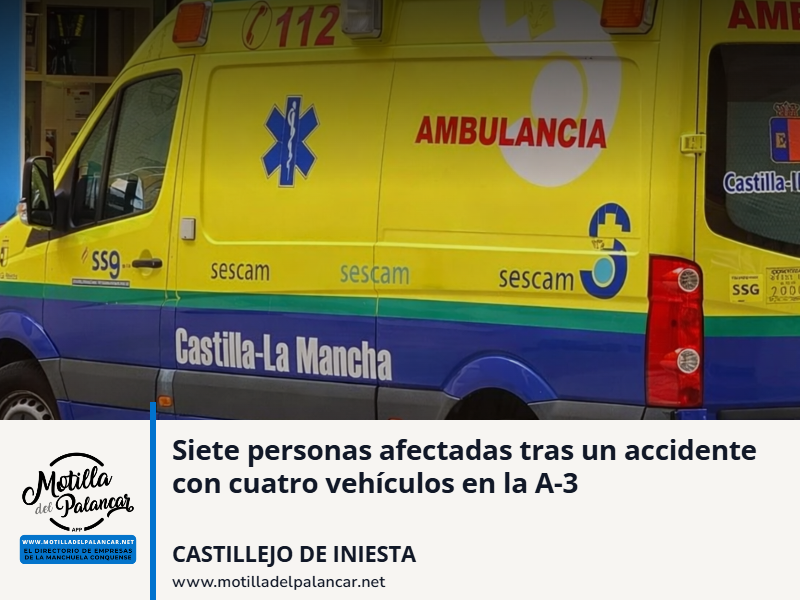 Siete personas afectadas tras un accidente con cuatro vehículos en la A-3 - imagen 1