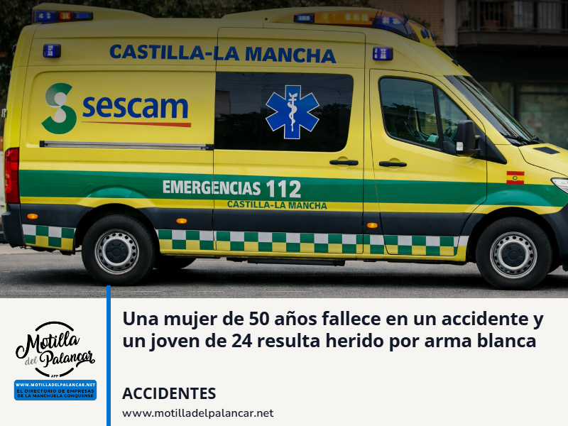 Una mujer de 50 años fallece en un accidente y un joven de 24 resulta herido por arma blanca - imagen 1