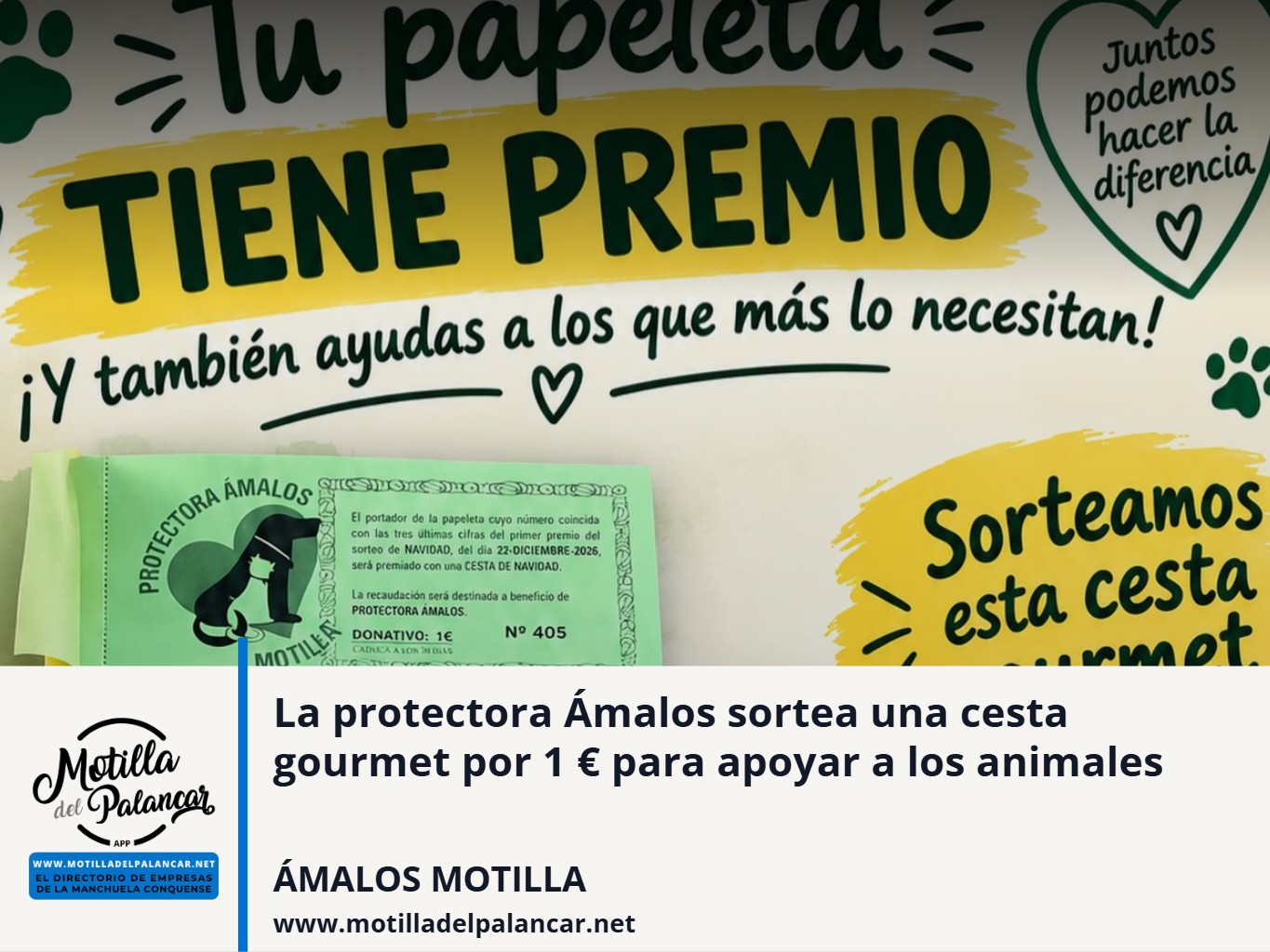 La protectora Ámalos sortea una cesta gourmet por 1 € para apoyar a los animales - imagen 1
