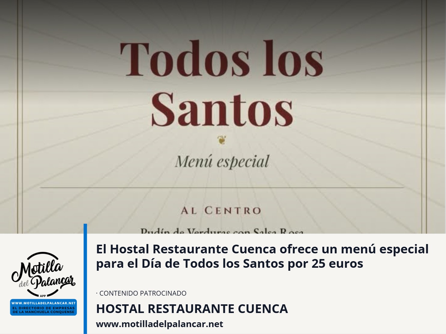 El Hostal Restaurante Cuenca ofrece un menú especial para el Día de Todos los Santos por 25 euros - imagen 1